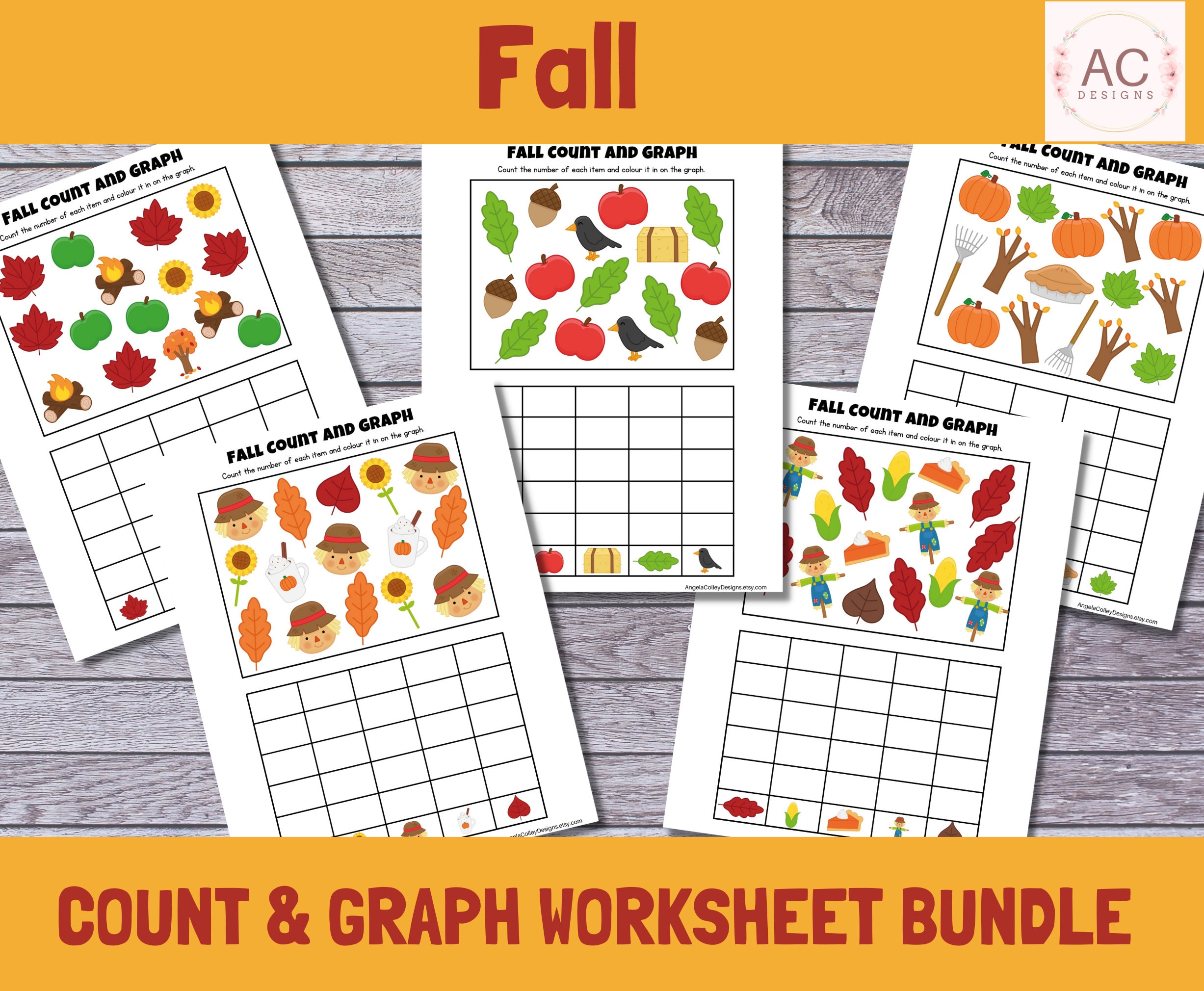 Fall Count and Graph Worksheets, Thanksgiving Fall Printable Activities ...