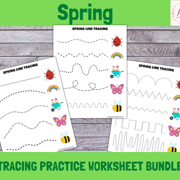 Spring Tracing Practice Worksheets, Spring Printable Activities, Easter Activity, Fine Motor Skills Development