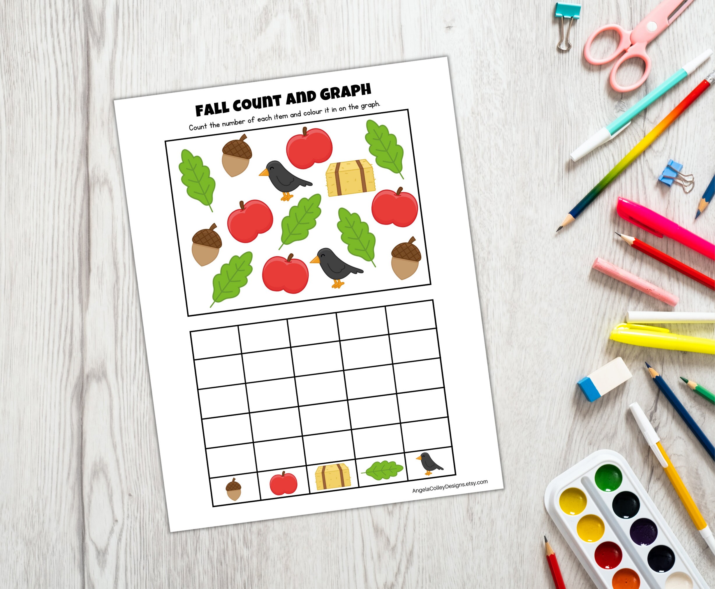 Fall Count and Graph Worksheets, Thanksgiving Fall Printable Activities ...