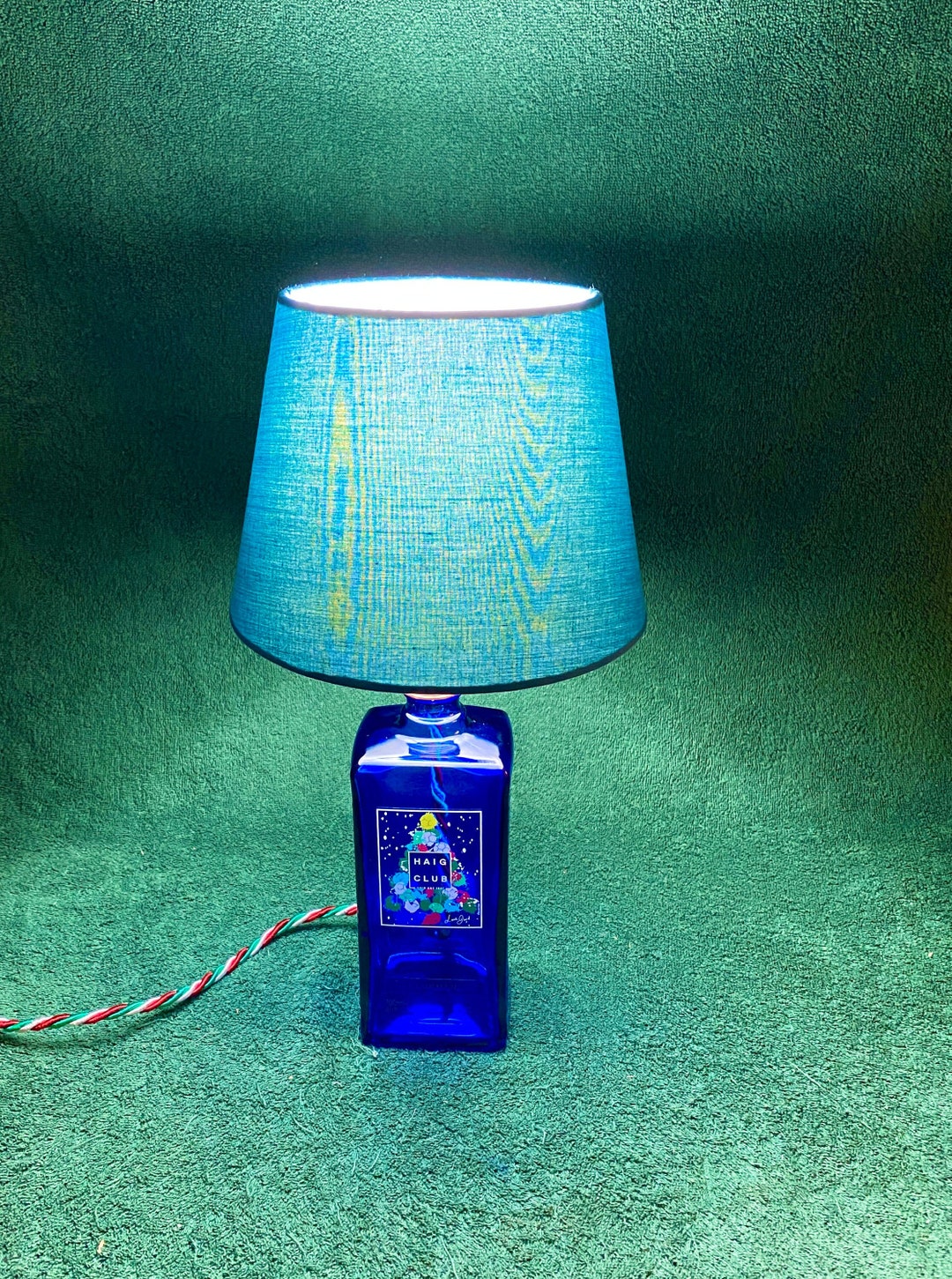 Haig Club Table Lamp, up Cycled Bar Light, Drinks Bottle Lamp, Blue