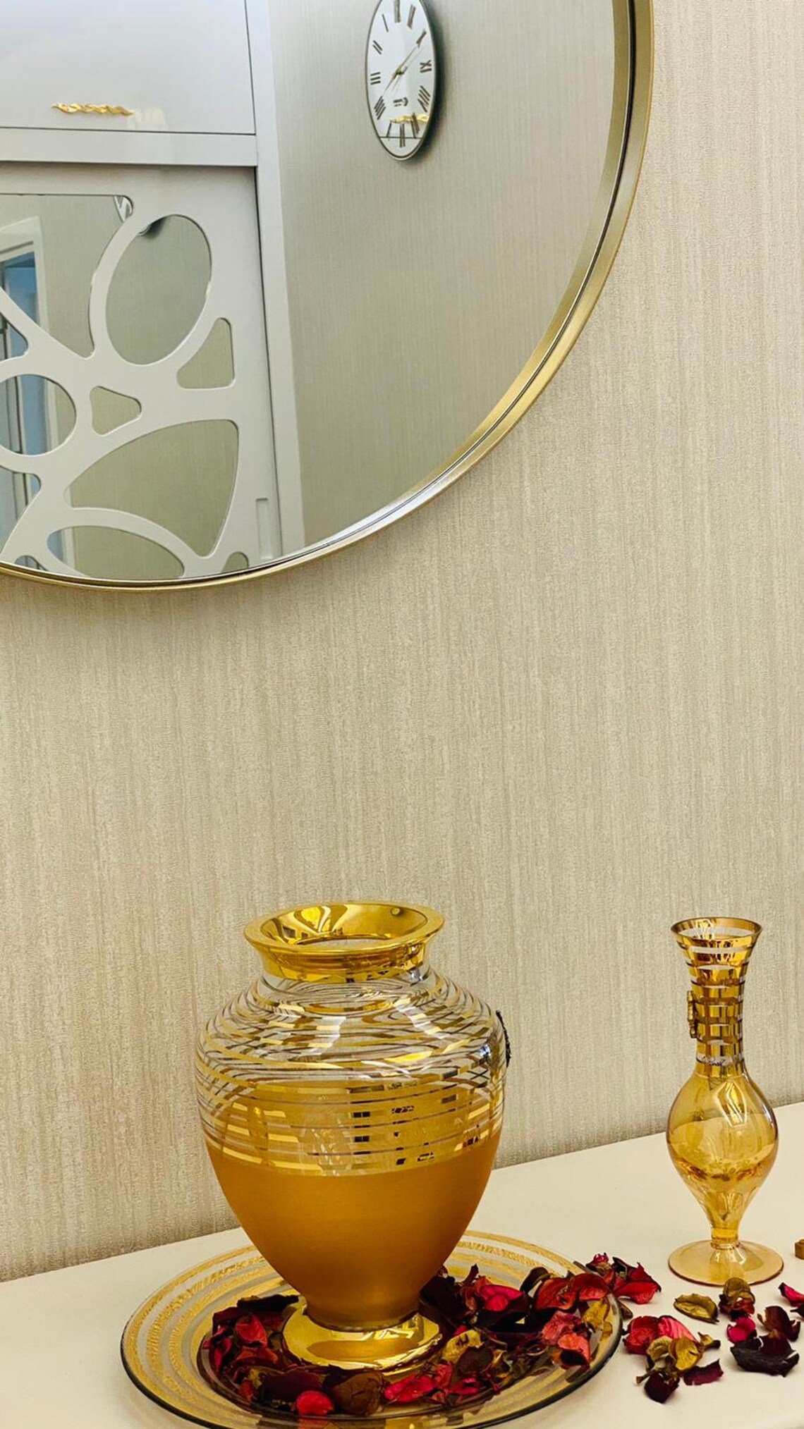 Gold Round Mirror Vanity Mirror Bathroom Etsy