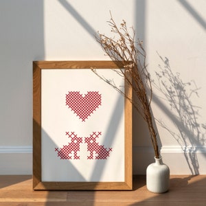 Decoração de parede para o Dia dos Namorados | IMPRIMÍVEL | Estilo Boho Mínimo | DOWNLOAD DIGITAL | Tamanho Grande | Presente de última hora | Impressão Coelho | Eu te amo
