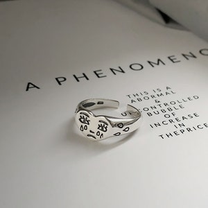 925 Silver Crying Face Ring-925 Sterling ring - Adjustable Ring - Special Gift - fashion ring for unisex