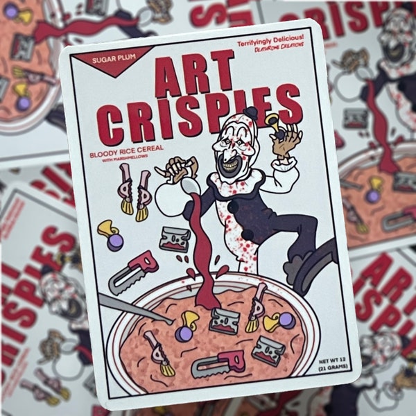 Art Crispies - Terrifier / Art Der Clown Themed Horror Aufkleber - Gruselige Aufkleber - Wasserdicht - Geschenk für Horrorliebhaber