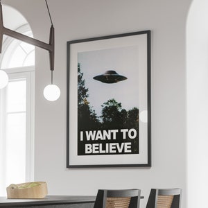 X Files I Want To Believe Poster, UFO Print, Science Classroom Decor, Sci Fi Poster, X-files, UFO Poster, Tv Show, Alien Movie Decor, Canvas