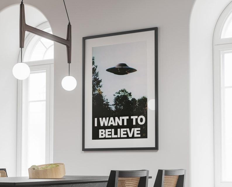 X Files I Want To Believe Poster, UFO Print, Science Classroom Decor, Sci Fi Poster, X-files, UFO Poster, Tv Show, Alien Movie Decor, Canvas