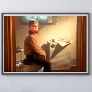 A Christmas Story Movie Poster, Funny Bathroom Print, Printable Bathroom Wall Art, Funny Christmas, Restroom Wall Decor, Toilet Wall Art