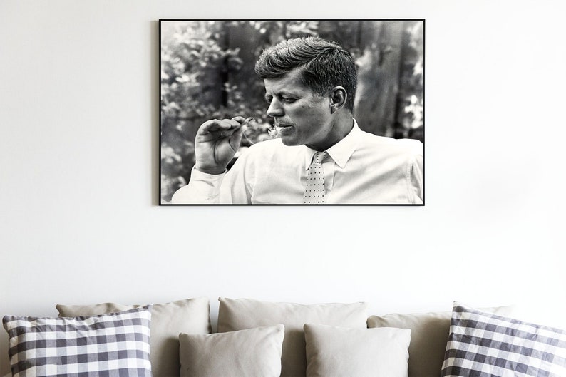 Póster de John F. Kennedy fumando, arte mural vintage, póster de JFK, póster político, impresión de John F. Kennedy, póster histórico, decoración de pared, foto imagen 1