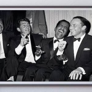 The Rat Pack Vintage Print | Frank Sinatra Sammy Davis Dean Martin | 1960s Black And White Wall Art | Father's Day Gifts