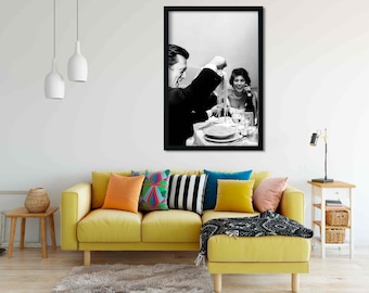 Sophia Loren Spaghetti essen Druck, Vintage Küche Wand Kunst (digitaler Download)