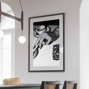 Woman Smoking & Drinking Coffee Poster, Luxury Fashion Print, Black and White, Trendy Printable Wall Art, Feminist Poster, Coffee Shop Decor