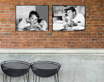 Alberto Sordi Eating Spaghetti Canvas, Alberto Sordi Eating Macaron Poster, An American in Rome Print