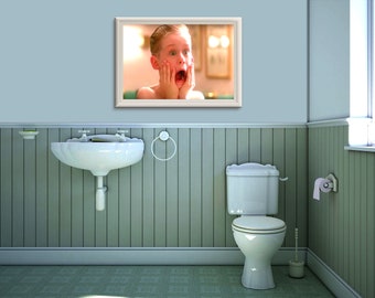 Home Alone Movie Poster, Funny Bathroom Art, Kevin McCallister Print (Digital Download)
