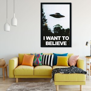 X Files I Want To Believe Poster, UFO Print, Science Classroom Decor, Sci Fi Poster, X-files, UFO Poster, Tv Show, Alien Movie Decor, Canvas