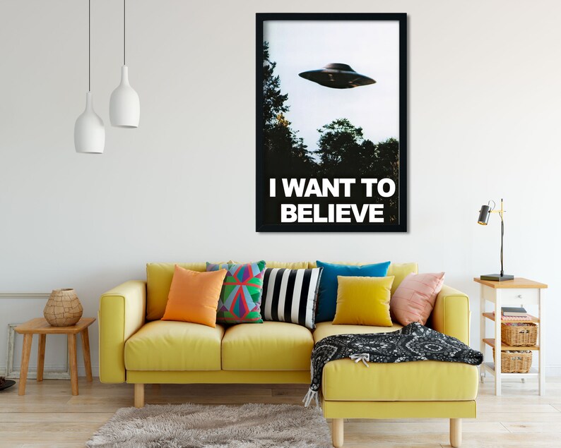 X Files I Want To Believe Poster, UFO Print, Science Classroom Decor, Sci Fi Poster, X-files, UFO Poster, Tv Show, Alien Movie Decor, Canvas