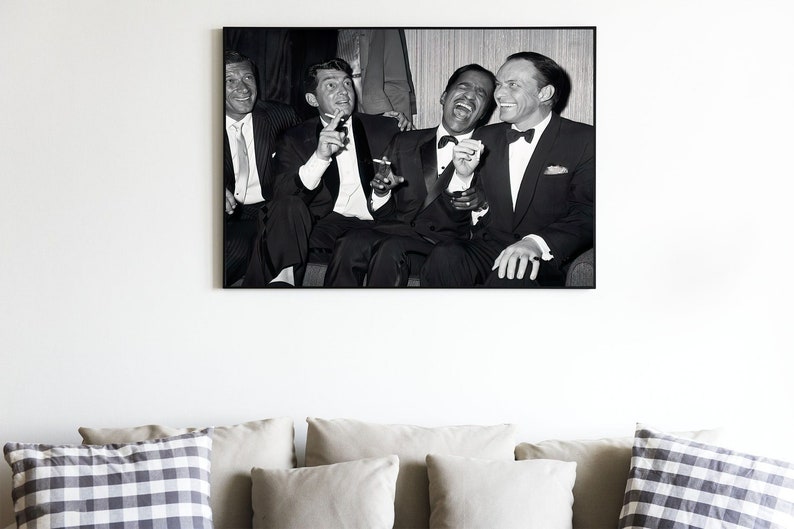The Rat Pack Vintage Print | Frank Sinatra Sammy Davis Dean Martin | 1960s Black And White Wall Art | Father's Day Gifts