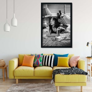 Pulp Fiction Poster, Feminist Print, Black and White Wall Art, Retro Movie Poster, Maximalist Room Decor, Smoking Poster, Digital Download