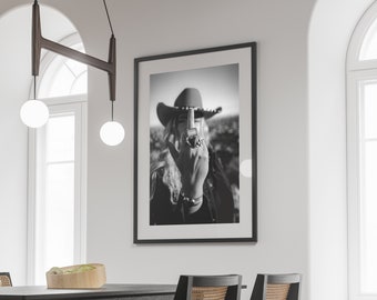 Cowgirl Middle Finger Print, Retro Western Photo (Digital Download)