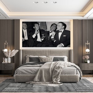 The Rat Pack Vintage Print | Frank Sinatra Sammy Davis Dean Martin | 1960s Black And White Wall Art | Father's Day Gifts