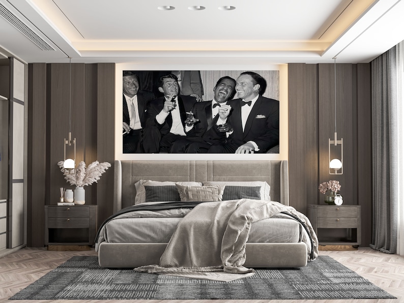 The Rat Pack Vintage Print | Frank Sinatra Sammy Davis Dean Martin | 1960s Black And White Wall Art | Father's Day Gifts