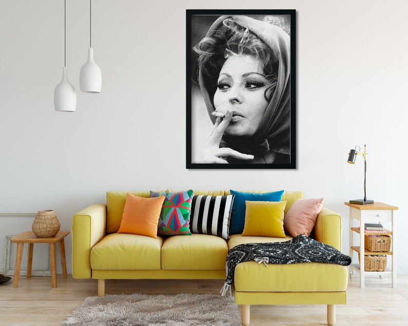 Sophia Loren Smoking Poster, Black and White, Vintage Print, Feminist Poster, Old Hollywood Glamour, Sophia Loren Print, Digital Download