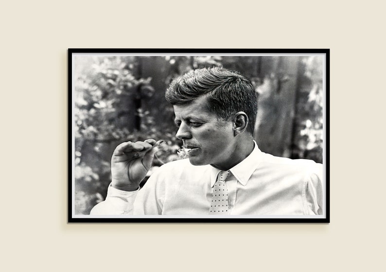 Póster de John F. Kennedy fumando, arte mural vintage, póster de JFK, póster político, impresión de John F. Kennedy, póster histórico, decoración de pared, foto imagen 5