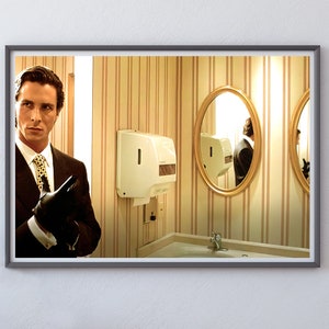 American Psycho Patrick Bateman, art mural imprimable pour salle de bain, affiche de film d&#39;horreur classique, décoration murale de salle de bain, décoration de film d&#39;horreur