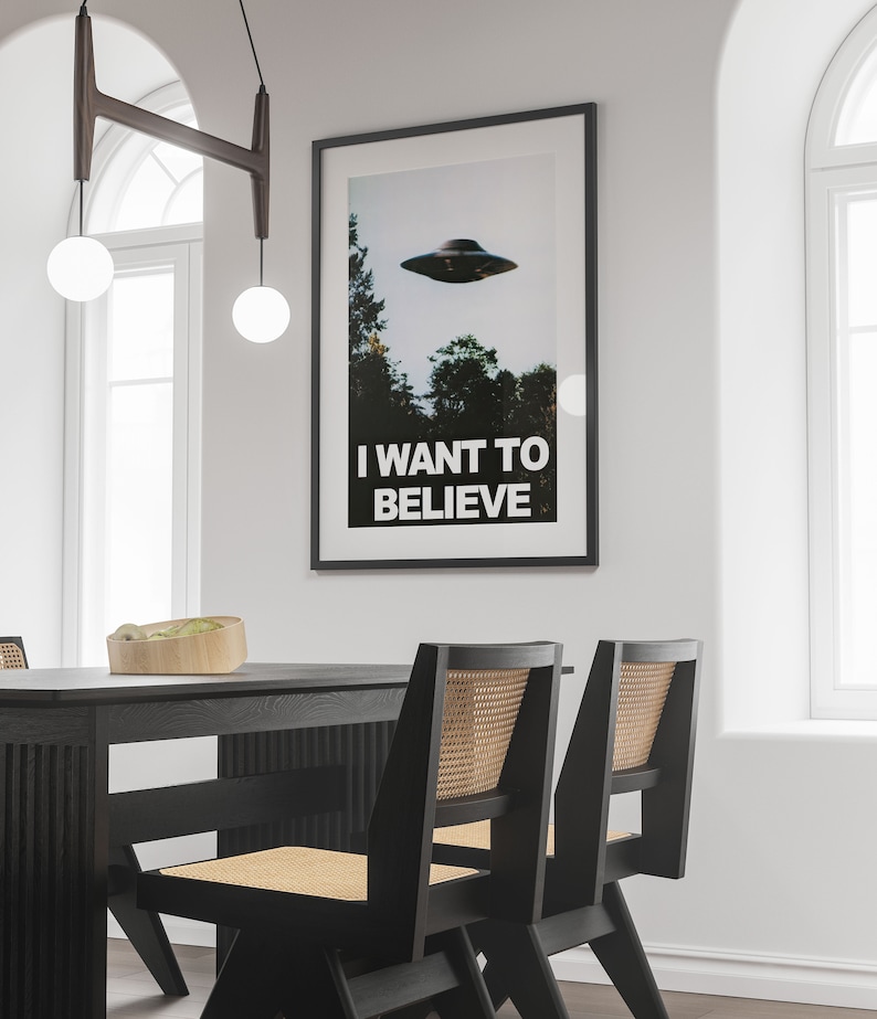 X Files I Want To Believe Poster, UFO Print, Science Classroom Decor, Sci Fi Poster, X-files, UFO Poster, Tv Show, Alien Movie Decor, Canvas