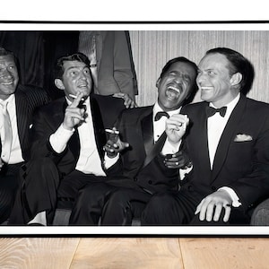 The Rat Pack Vintage Print | Frank Sinatra Sammy Davis Dean Martin | 1960s Black And White Wall Art | Father's Day Gifts