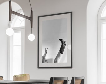 Stampa di moda in bianco e nero con stivale da cowgirl (download digitale)