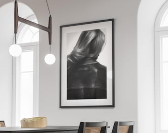Black and White Fashion Poster, Blonde Woman Leather Jacket Print, Chic Old Money Wall Art, Luxury Editorial Bedroom Decor, Digital Download