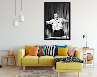 Frank Sinatra Spaghetti Poster, Vintage Black and White Photography (Digital Download