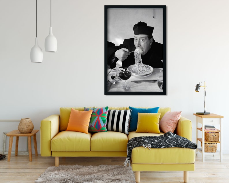 Italian Pasta Poster, Black and White, Vintage Kitchen Wall Art, Spaghetti Print, Dining Room Decor, Antique Photo, Pasta Print, Canvas, 50s