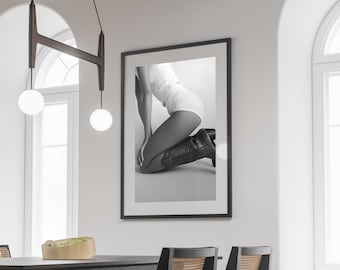 Vintage Cowgirl Boots Print, Black and White Western Fashion (Digital Download)