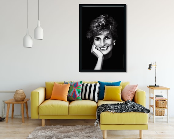 Princess Diana Black and White Portrait, Vintage Wall Art (digital