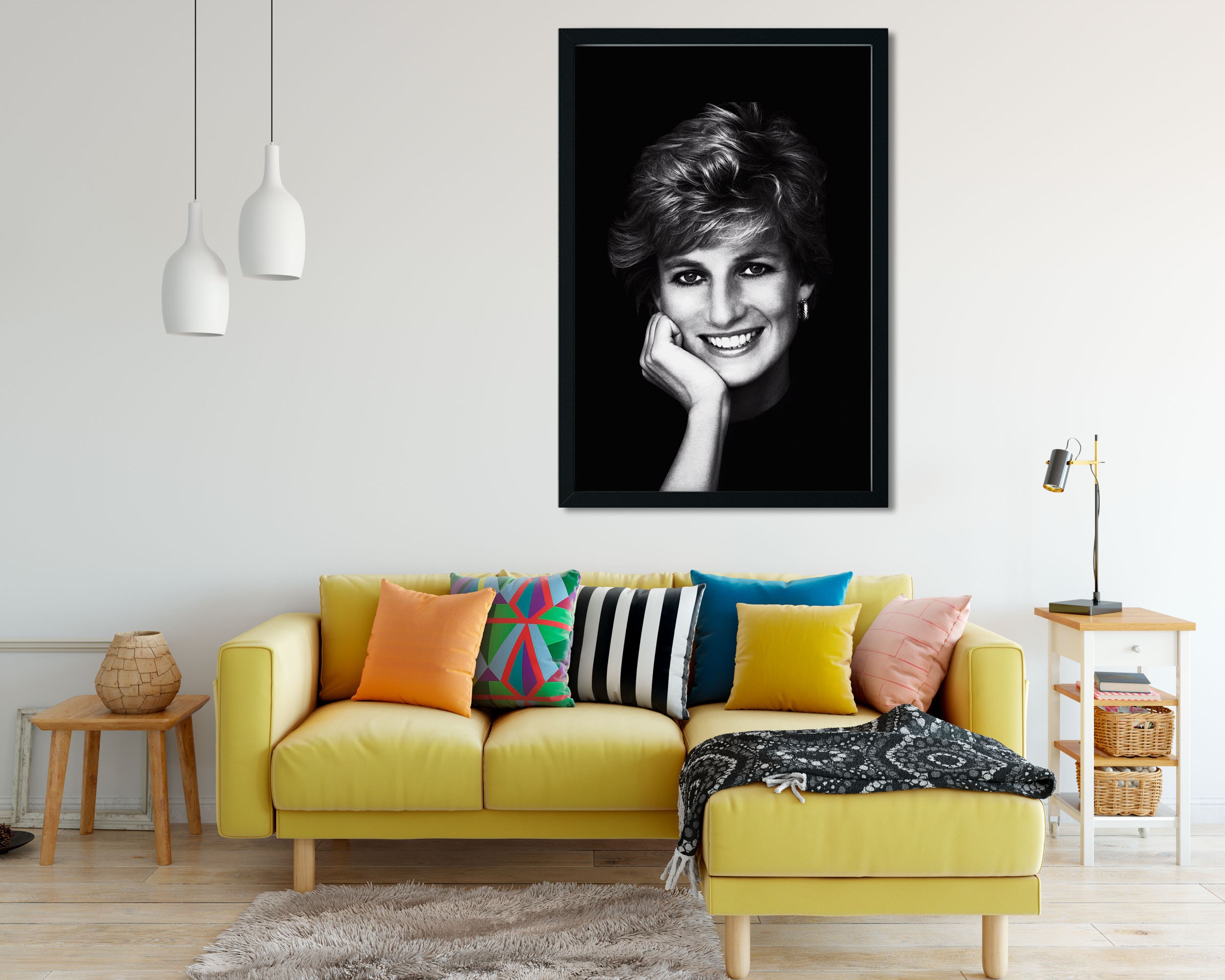 Princess Diana Black and White Portrait, Vintage Wall Art (digital