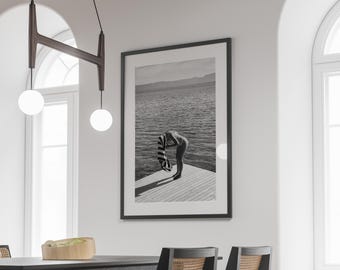 Vintage Sea Poster, Black and White, Girls Bathroom Wall Art, Luxury Coastal Photography, Seaside Decor, Old Money Print, Digital Download