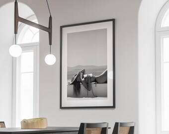 Woman Reading Print, Feminist Poster, Black and White, Luxury Lifestyle Photography, Old Money Wall Art, Beachy Room Decor, Digital Download
