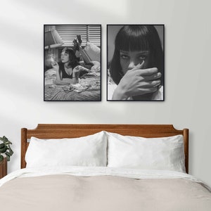 Pulp Fiction Poster, Feminist Print, Black and White Wall Art, Retro Movie Poster, Maximalist Room Decor, Smoking Poster, Digital Download
