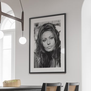 Poster Sophia Loren, noir et blanc, photo vintage, impression Sophia Loren, décoration ancienne hollywoodienne, impression de mode, photo Sophia Loren, art mural