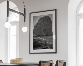 La Fontelina Beach Club Capri Poster, Black and White Coastal Wall Art, Italy Photography, Old Money, Beachy Room Decor, Digital Download