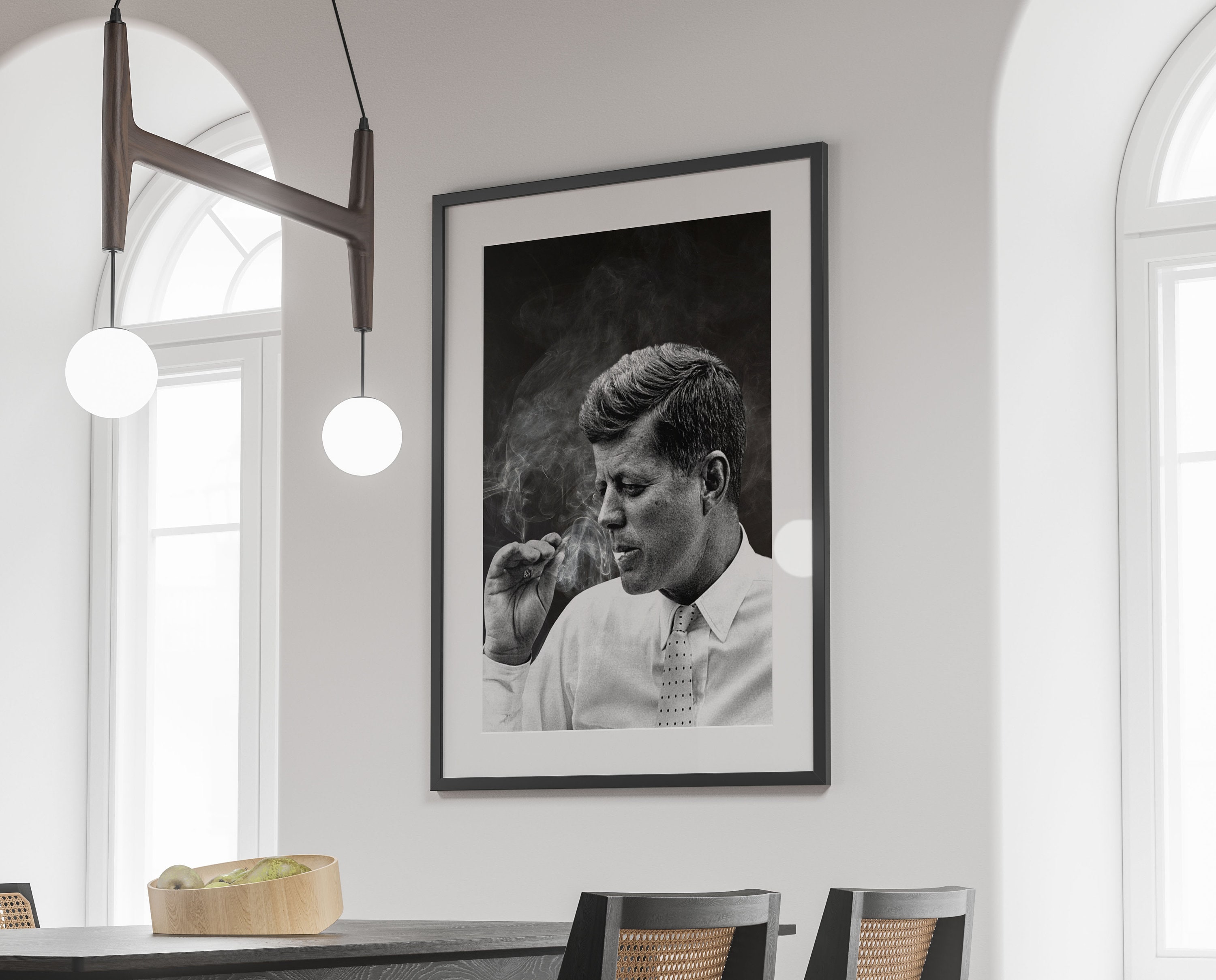John F Kennedy Smoking Poster, Vintage Print, JFK Poster, Political Poster, John F Kennedy Print, Historical Poster, Wall Art, Canvas
