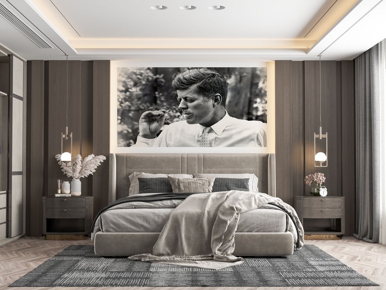 Póster de John F. Kennedy fumando, arte mural vintage, póster de JFK, póster político, impresión de John F. Kennedy, póster histórico, decoración de pared, foto imagen 6