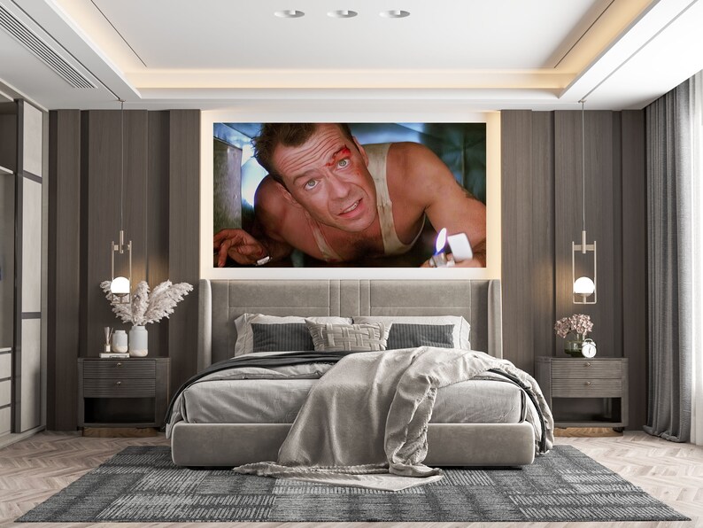 Die Hard Movie Poster John Mcclane, Movie Print, Funny Home Decor, Retro Movie Poster, Funny Wall Art, Farmhouse Decor, Funny Prints, Canvas