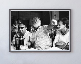 Ernest Hemingway Bar Photo, Vintage Black and White Print (Digital Download)