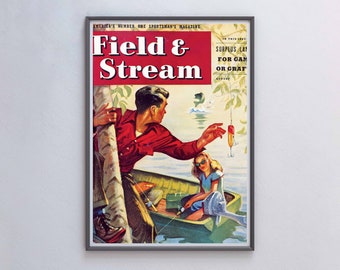 Vintage Field & Stream Fly Fishing Magazine Cover Art Print (Digital Download)