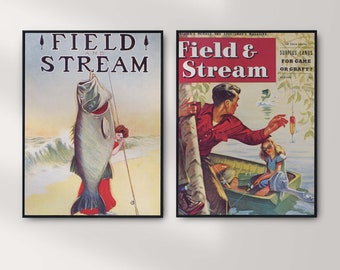 Fly Fishing Print, Field & Stream Poster, Fishing Wall Art