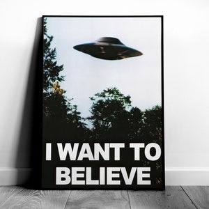 X Files I Want To Believe Poster, UFO Print, Science Classroom Decor, Sci Fi Poster, X-files, UFO Poster, Tv Show, Alien Movie Decor, Canvas