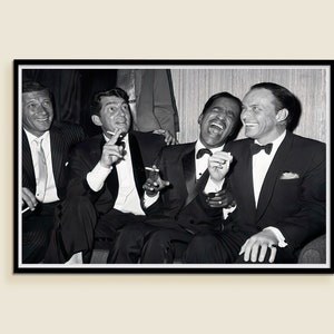 The Rat Pack Vintage Print | Frank Sinatra Sammy Davis Dean Martin | 1960s Black And White Wall Art | Father's Day Gifts