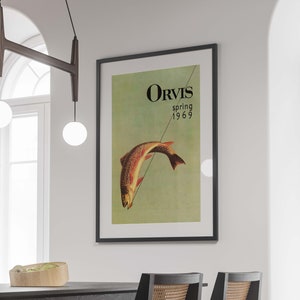 Póster de pesca vintage, impresión de pesca retro, póster de viaje, arte mural de pesca, decoración del hogar, regalo para él, regalo para papá, decoración de dormitorio